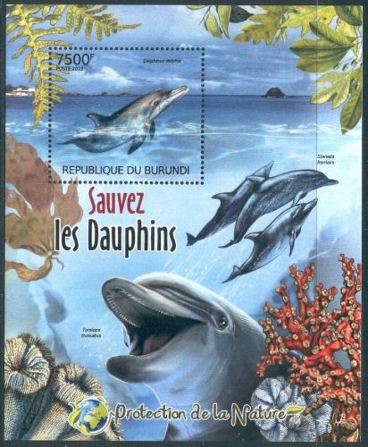 Poštovní známka Burundi 2012 Delfíni Mi# Block 246 Kat 9€