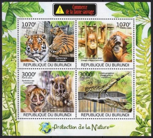 Poštovní známky Burundi 2012 Ilegální obchod se zvíøaty Mi# 2620-23 Kat 9.50€