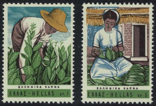 Poštovní známky Øecko 1966 Sbìr tabáku Mi# 917-18