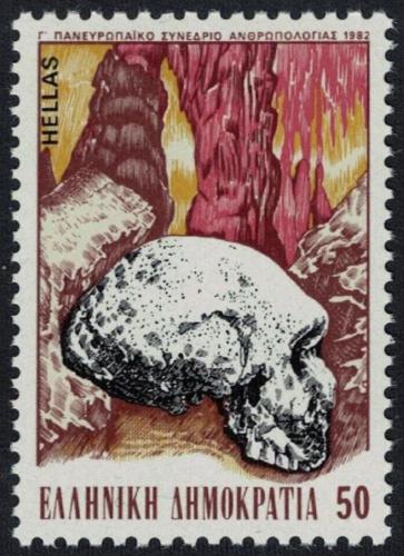 Poštovní známka Øecko 1982 Stará lidská lebka Mi# 1480