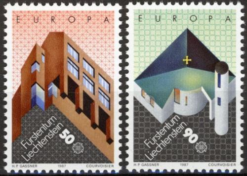Poštovní známky Lichtenštejnsko 1987 Evropa CEPT, moderní architektura Mi# 916-17