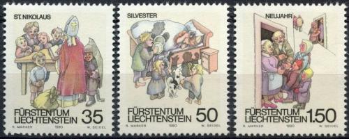 Poštovní známky Lichtenštejnsko 1990 Vánoèní zvyky Mi# 1008-10
