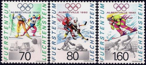 Poštovní známky Lichtenštejnsko 1991 ZOH Albertville Mi# 1030-32 Kat 5€