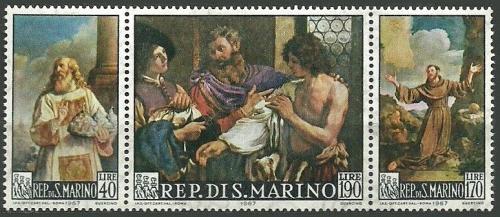 Poštovní známky San Marino 1967 Umìní, Giovanni Francesco Barbieri Mi# 887-89