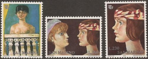 Poštovní známky San Marino 1975 Umìní, Franco Gentilini Mi# 1099-1101
