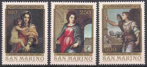 Poštovní známky San Marino 1980 Vánoce, umìní, Andrea del Sarto Mi# 1222-24