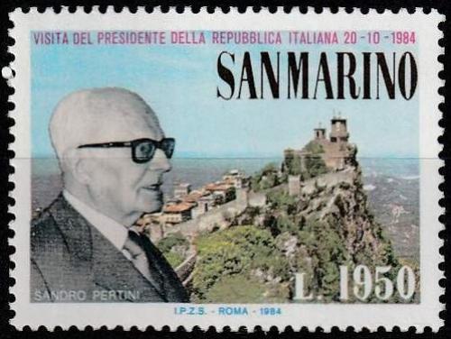 Poštovní známka San Marino 1984 Sandro Pertini, italský prezident Mi# 1303