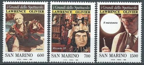 Poštovní známky San Marino 1990 Filmové scény, Lawrence Olivier Mi# 1444-46 Kat 4.50€