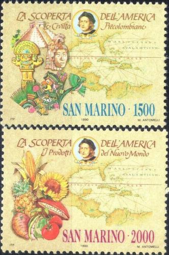 Poštovní známky San Marino 1990 Objevení Ameriky, 500. výroèí Mi# 1456-57 Kat 4.50€
