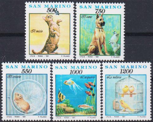 Poštovní známky San Marino 1991 Domácí zvíøata Mi# 1479-83