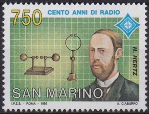 Poštovní známka San Marino 1992 Heinrich Rudolf Hertz, fyzik Mi# 1495