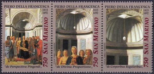 Potovn znmky San Marino 1992 Vnoce, umn, Piero della Francesca Mi# 1520-22