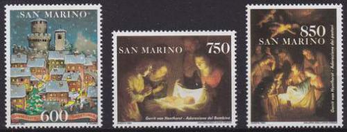 Poštovní známky San Marino 1993 Vánoce, umìní, Gerard Mi# 1555-57