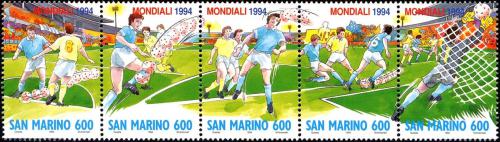 Poštovní známky San Marino 1994 MS ve fotbale Mi# 1577-81