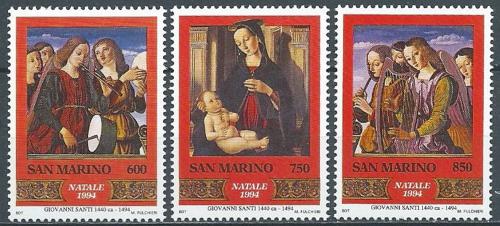 Poštovní známky San Marino 1994 Vánoce, umìní, Giovanni Santi Mi# 1587-89