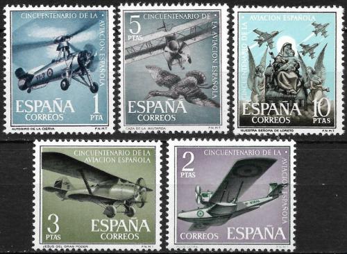 Poštovní známky Španìlsko 1961 Španìlské letectvo, 50. výroèí Mi# 1296-1300 Kat 8€
