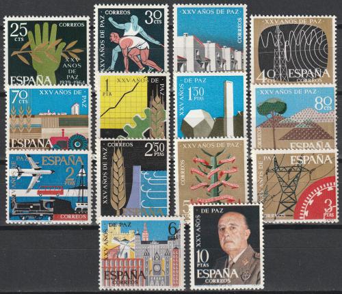 Poštovní známky Španìlsko 1964 Konec Obèanské války, 25. výroèí Mi# 1455-68