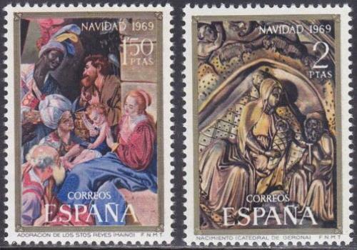 Poštovní známky Španìlsko 1969 Vánoce, umìní Mi# 1837-38