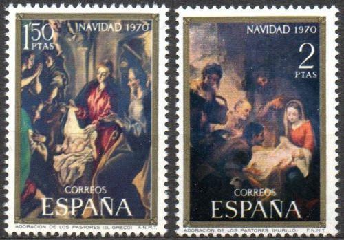 Poštovní známky Španìlsko 1970 Vánoce, umìní Mi# 1895-96