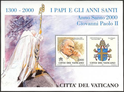 Poštovní známka Vatikán 2000 Papež Jan Pavel II. a erb Mi# Block 21