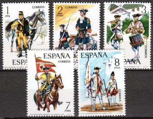 Poštovní známky Španìlsko 1974 Vojenské uniformy Mi# 2092-96