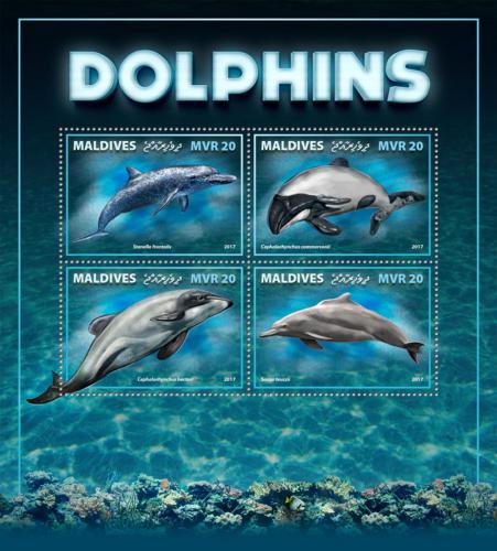 Poštovní známky Maledivy 2017 Delfíni Mi# 7223-26 Kat 10€