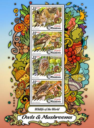 Poštovní známky Maledivy 2017 Sovy a houby Mi# 6803-06 Kat 11€