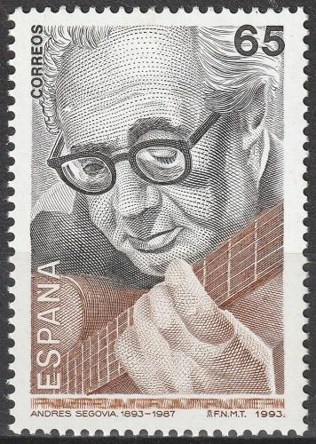 Poštovní známka Španìlsko 1993 Andrés Sagovia, kytarista Mi# 3100