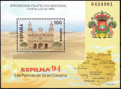 Potovn znmka panlsko 1994 Katedrla v Las Palmas de Gran Canaria Mi# Block 55