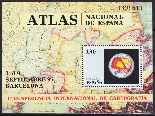 Poštovní známka Španìlsko 1995 Mezinárodní kartografická konference Mi# Block 59