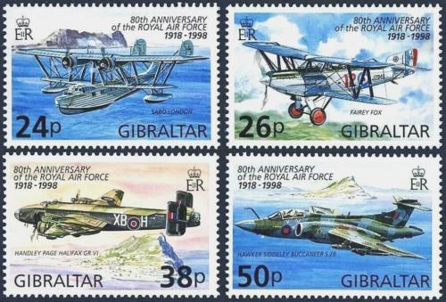 Poštovní známky Gibraltar 1998 Váleèná letadla, RAF Mi# 822-25 Kat 5.50€