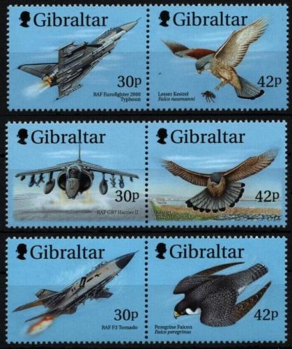 Potovn znmky Gibraltar 1999 Dravci a bojov letadla Mi# 880-85 Kat 11