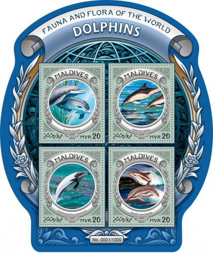 Poštovní známky Maledivy 2016 Delfíni Mi# 6310-13 Kat 10€