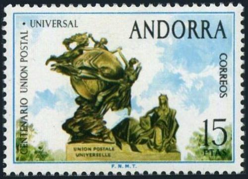 Poštovní známka Andorra Šp. 1974 UPU, 100. výroèí Mi# 92
