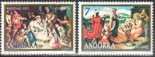 Poštovní známky Andorra Šp. 1975 Vánoce, náboženské umìní Mi# 99-100
