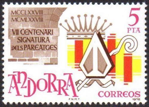 Poštovní známka Andorra Šp. 1978 Dohoda  Paréage, 700. výroèí Mi# 117