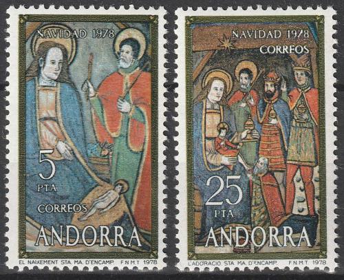 Poštovní známky Andorra Šp. 1978 Vánoce, fresky Mi# 118-19