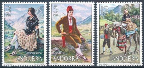 Poštovní známky Andorra Šp. 1979 Lidové kroje Mi# 120-22