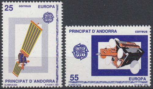 Poštovní známky Andorra Šp. 1991 Evropa CEPT, prùzkum vesmíru Mi# 221-22