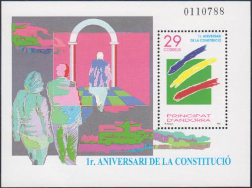 Poštovní známka Andorra Šp. 1994 Ústavní referendum, 1. výroèí Mi# Block 3