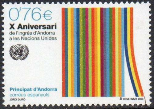 Poštovní známka Andorra Šp. 2003 Vstup do OSN, 10. výroèí Mi# 303
