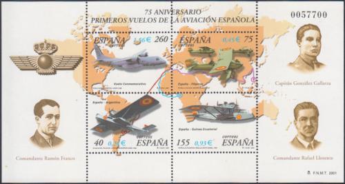 Poštovní známky Španìlsko 2001 Letadla Mi# Block 97