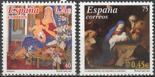 Poštovní známky Španìlsko 2001 Vánoce, umìní Mi# 3669-70