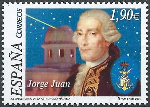 Poštovní známka Španìlsko 2004 Jorge Juan, moøeplavec a astronom Mi# 3990