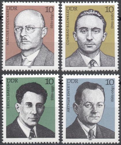 Poštovní známky DDR 1981 Odboráøi Mi# 2589-92