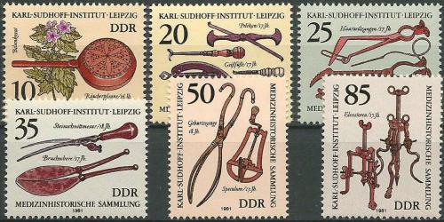 Poštovní známky DDR 1981 Lékaøské nástroje Mi# 2640-45