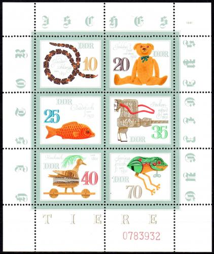 Poštovní známky DDR 1981 Staré hraèky Mi# 2661-66 Bogen