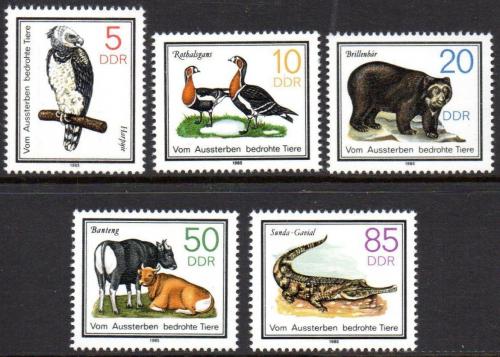 Poštovní známky DDR 1985 Chránìná fauna Mi# 2952-56