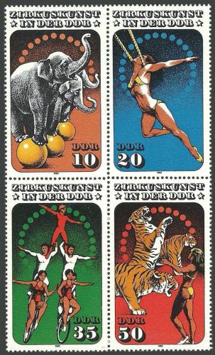 Poštovní známky DDR 1985 Cirkus Mi# 2983-86 Kat 7.50€