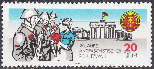 Poštovní známka DDR 1986 Berlínská zeï, 25. výroèí Mi# 3037